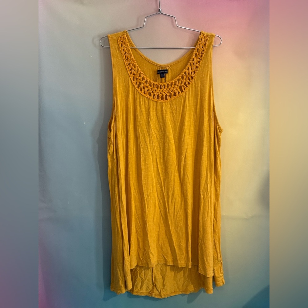 Lane Bryant Mustard Yellow Crochet Detail Tank Top
